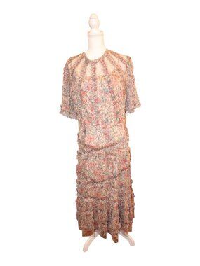 Mac Duggal Illusion Floral Midi Dress Size 16 NWT
